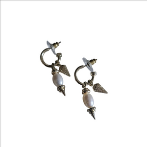 Kendra Scott Gold Pearl Earrings with Charm